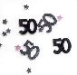 "50" Confetti, Black & SIlver