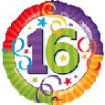 "16" 16th Birthday Mylar Balloon