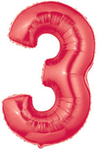 red number 3 balloon