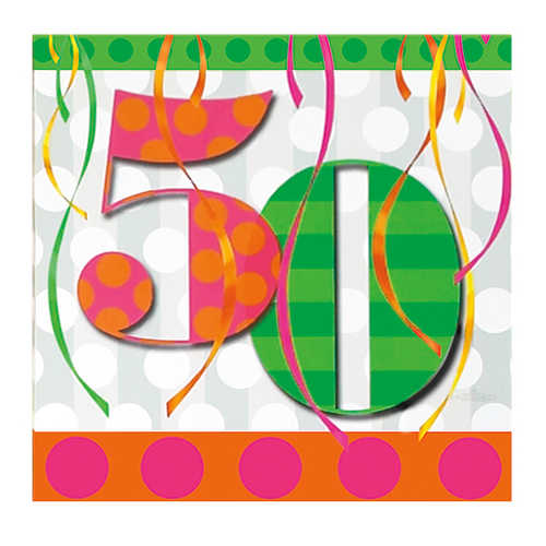 50th Birthday Napkins Bright Colors 50th Birthday Party Supplies