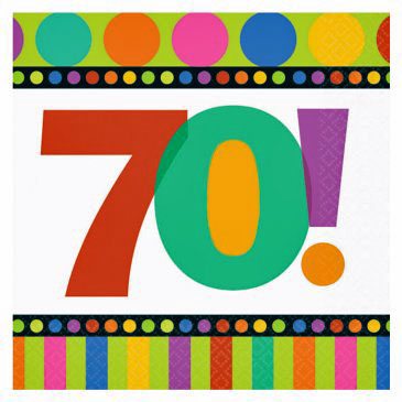 70th Birthday Napkins Dots and Stripes