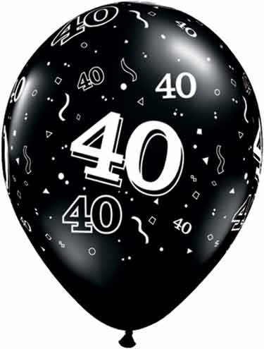 40th Birthday Party on Black 40th Birthday Balloons  11  Latex Balloons With 40th Design