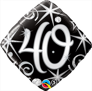 Elegant Birthday Cakes on Elegant 40th Birthday Mylar Balloon  Black And Silver Diamond Shaped