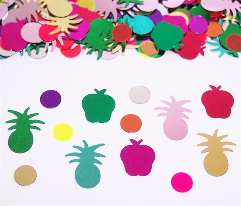 Fruit Confetti Medley, Metallic Pineapple Confetti, Apple Confetti