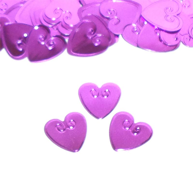 Fuchsia Heart Confetti, Bulk Heart Shaped Confetti Metallic Fuchsia