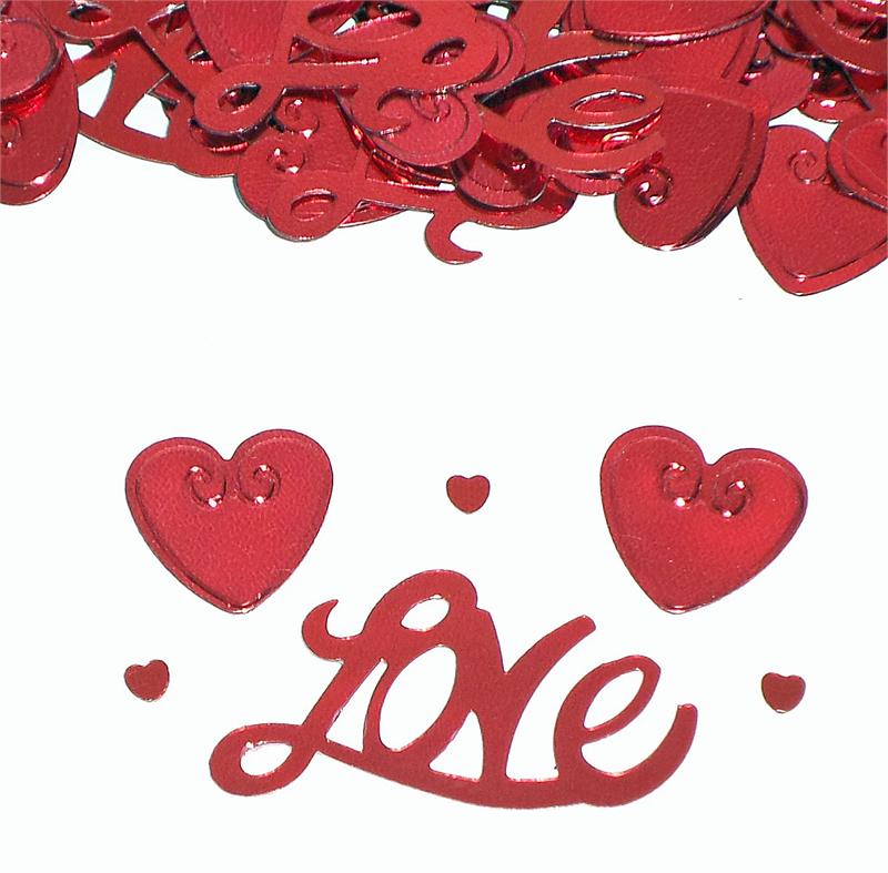 Love Hearts Confetti, Bulk Red Metallic Hearts Love Valentines Confetti