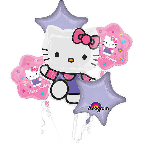 Hello Kitty Birthday Balloons Party Pack of 5 Refillable Balloons