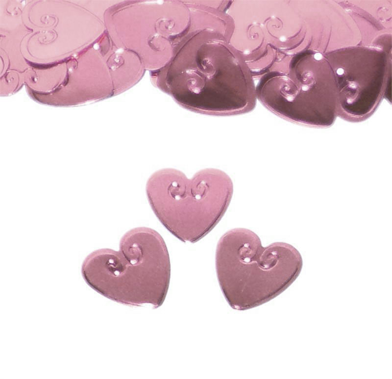 Pink Heart Confetti, Fancy Pink Confetti Hearts Bulk or Packet