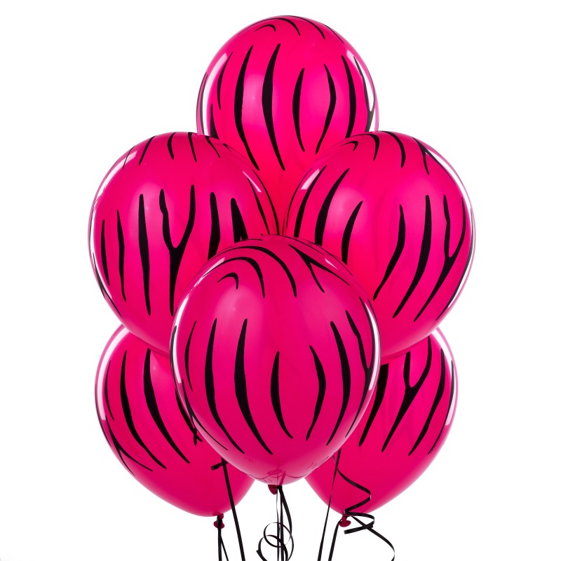 Zebra Print Balloons, Wild Berry 11" Zebra Print Latex Balloons in 100 count bags