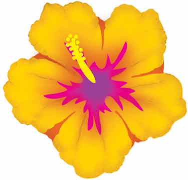 Add hibiscus balloons to luau table decorations
