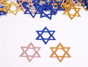 Star of David Confetti, Gold, Silver and Blue Star of David Confetti, Gold, Silver and Blue