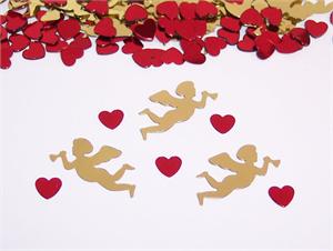 Red Heart Confetti, Gold Cupid Confetti