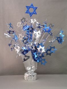 Star of David Centerpiece in Blue and Silver