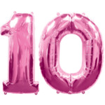 Pink Number 10 Balloons, 34" Pink Number 10 Balloons, 34"