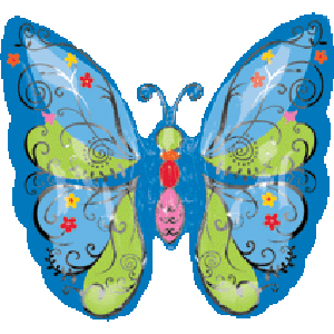 Blue and Green Butterfly Balloon