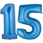 Blue Number 15 Balloons, 40"
