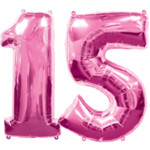 Pink Number 15 Balloons, 34"