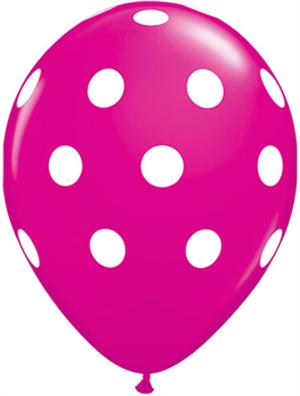 Polka Dot Balloons, Fuchsia and White