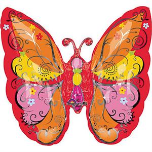 Orange and Red Whimsical Butterfly Balloon