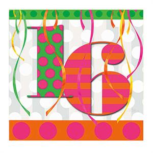 Bright 16th Birthday Napkins Bright 16th Birthday Napkins