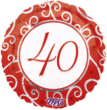 40th Anniversary Balloon, Ruby Anniversary 40th Anniversary Balloon, Ruby Anniversary