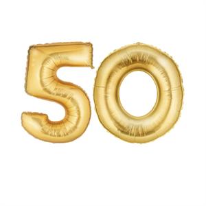 Large Gold Number 50 Balloon
