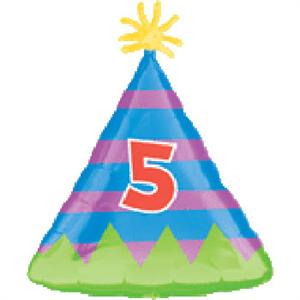 Balloon Shaped like a Party Hat with the Number 5