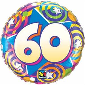 Bright 60th Mylar Balloon