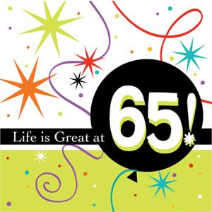 65th Birthday Napkins, 16 Count