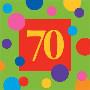 70th Birthday Napkins with Polka dot Background