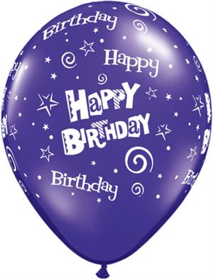 Purple Birthday Balloons, Latex 100 Count