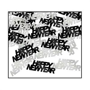 Black and Silver Happy New Year Confetti