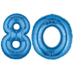 Blue Number 80 Balloon, 40"