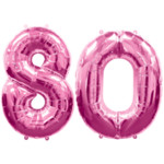 Pink Number 80 Balloon, 34"