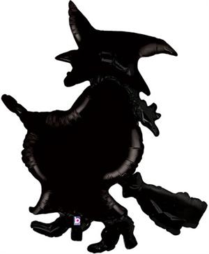 Black Witch Shaped Balloon on a Broom