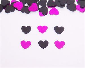 Black and Fuchsia 1/4" Heart Confetti