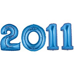 Large Blue Number 2011 Balloons