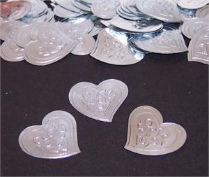 Embossed Silver Heart Confetti