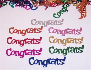 Congrats Multicolored Confetti Words Shaped like Congrats