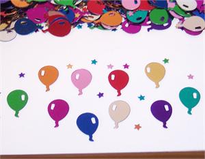 Multi Colored Balloons and Stars Confetti