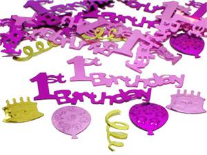PInk 1st Birthday Confetti