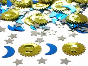 Gold Sun Confetti, Blue Moon Confetti, Silver Star Confetti