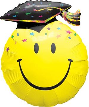 Giant Smiley Face Graduation Balloon
