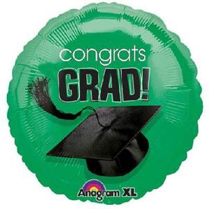 Green Graduation Mylar Balloon