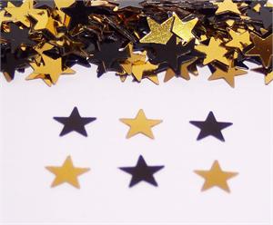 Gold and Black Star Confetti, Metallic Star Shaped Confetti
