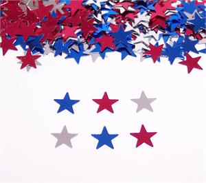 Red, Silver, Blue 1/4" Star Confetti Mix