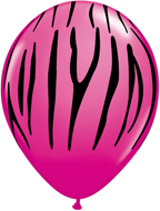 Zebra Print Balloons, Wild Berry 11" Latex in 100 count bags
