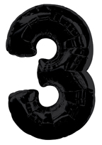 Large Black Number 3 Balloon