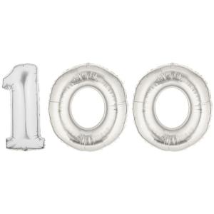 Large Silver Number 100 Balloon Large Silver Number 100 Balloon