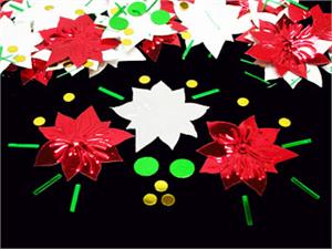 Metallic Poinsettia Confetti Confetti shaped like poinsettias, metallic